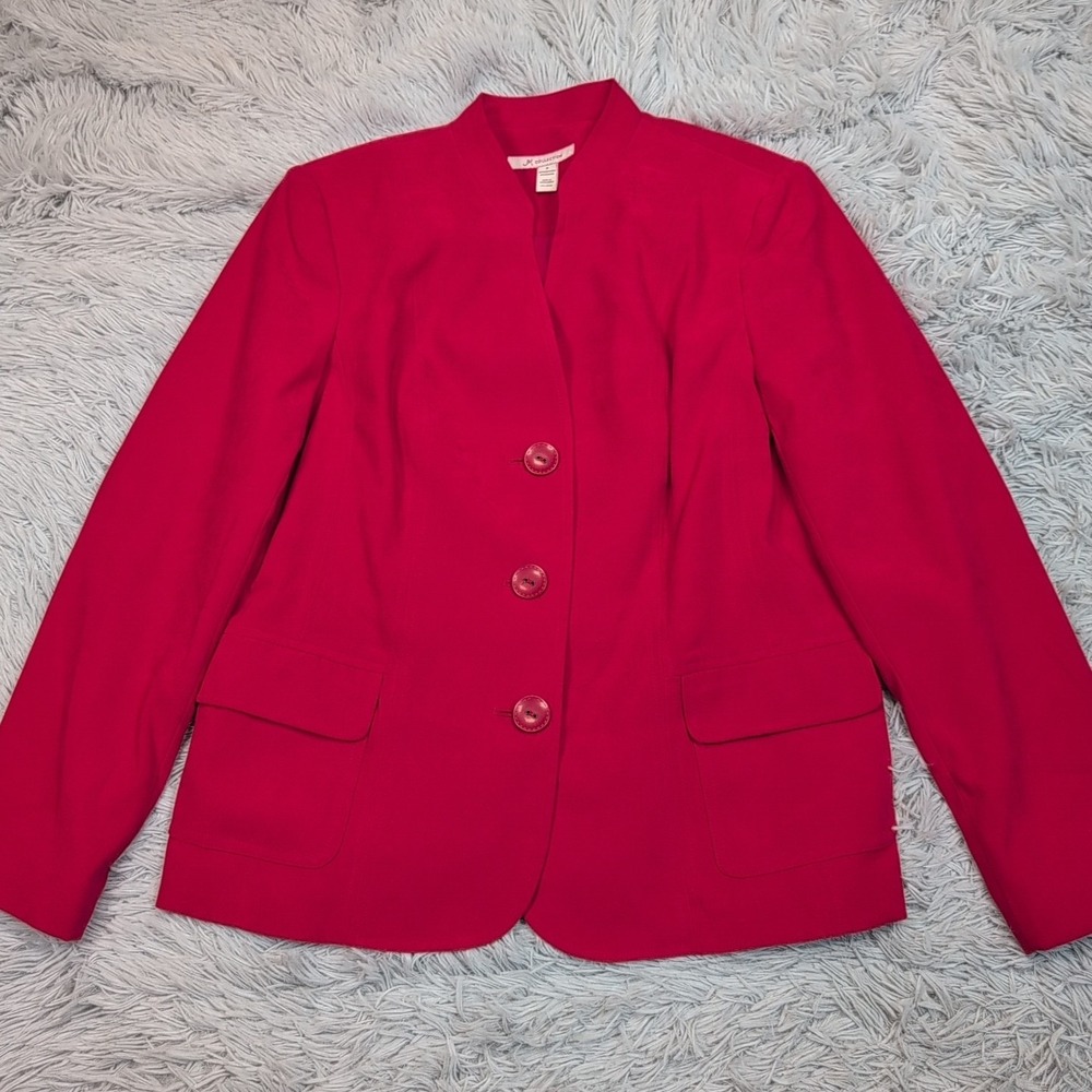 Vintage JM Collection Jacket Womens 8 Red Blazer Button Up Career Soft Comfort
